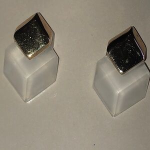 Avon Gold Tone Diamond Shaped Frosted Stud Earrings